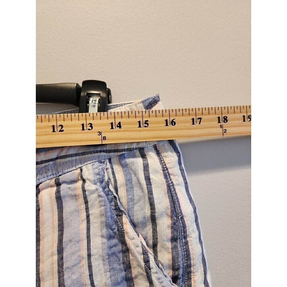 Artisan NY 100% Linen Shorts Drawstring Button/ Zip Striped Pockets Size 10 - Picture 5 of 6
